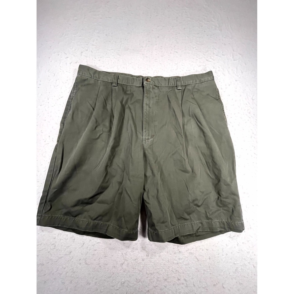 Dockers Y2K Golf Chino Shorts Mens 42 Olive Green Cotton Pleated Front Casual